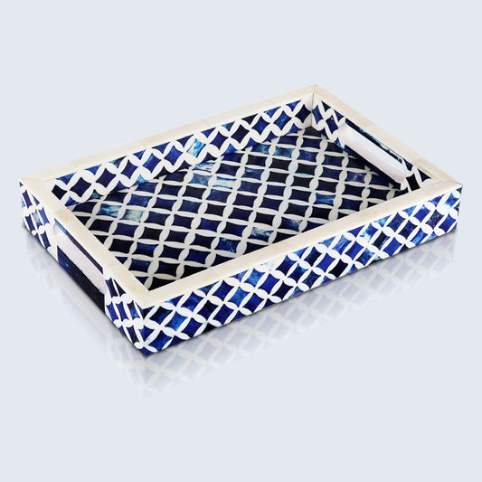 Decorative Tray Indigo Blue & White 12x8 inch