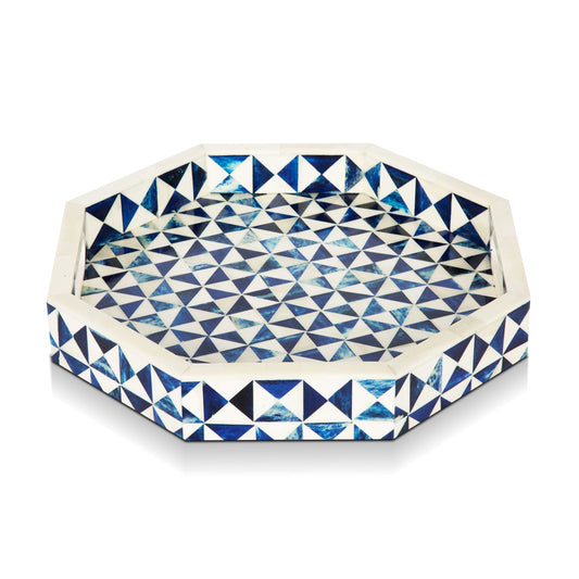 Decorative Tray Octagon Blue & White 12x12 inch