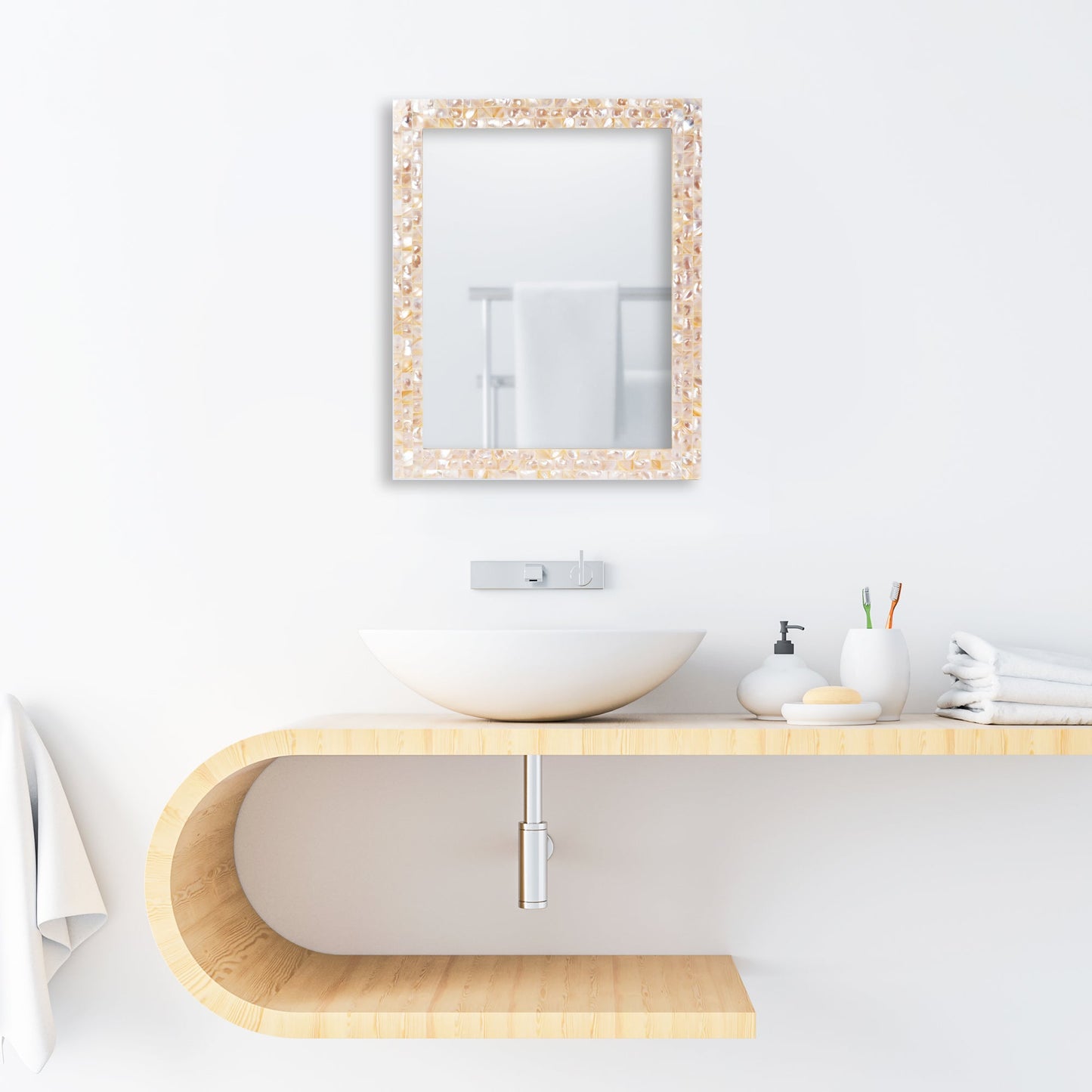 Make to Order Mother Of Pearl White Mirror - Available in 9 Sizes