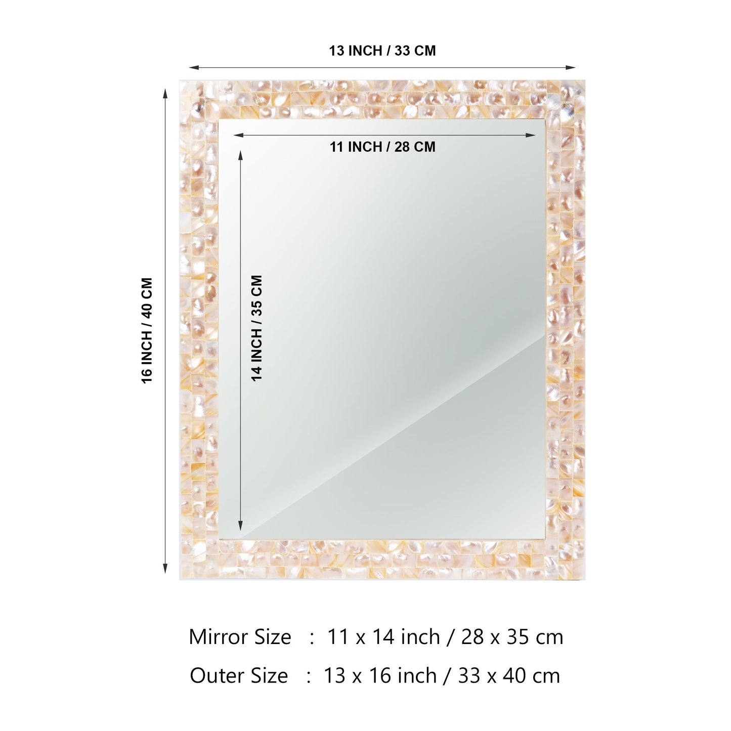 Make to Order Mother Of Pearl White Mirror - Available in 9 Sizes