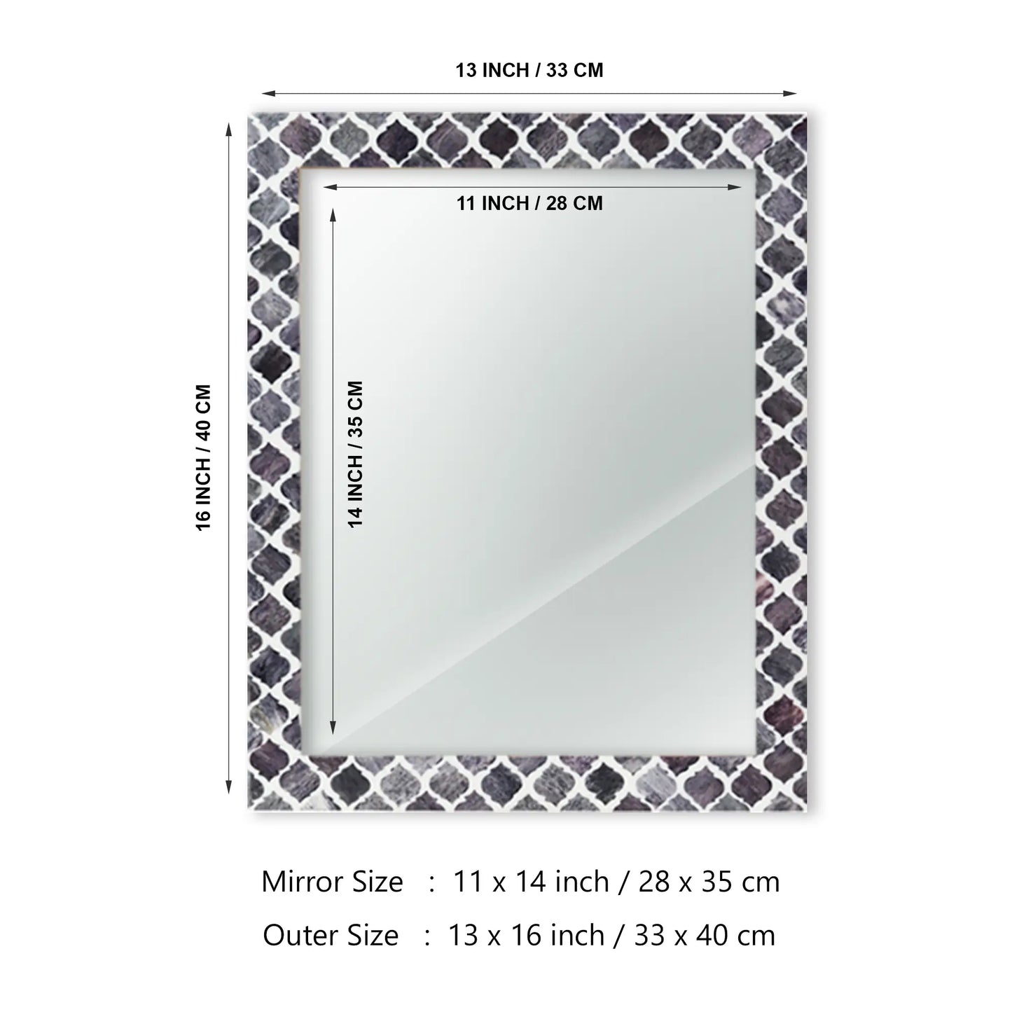 Make to Order Moroccan Grey Mirror - Available in 4 Sizes