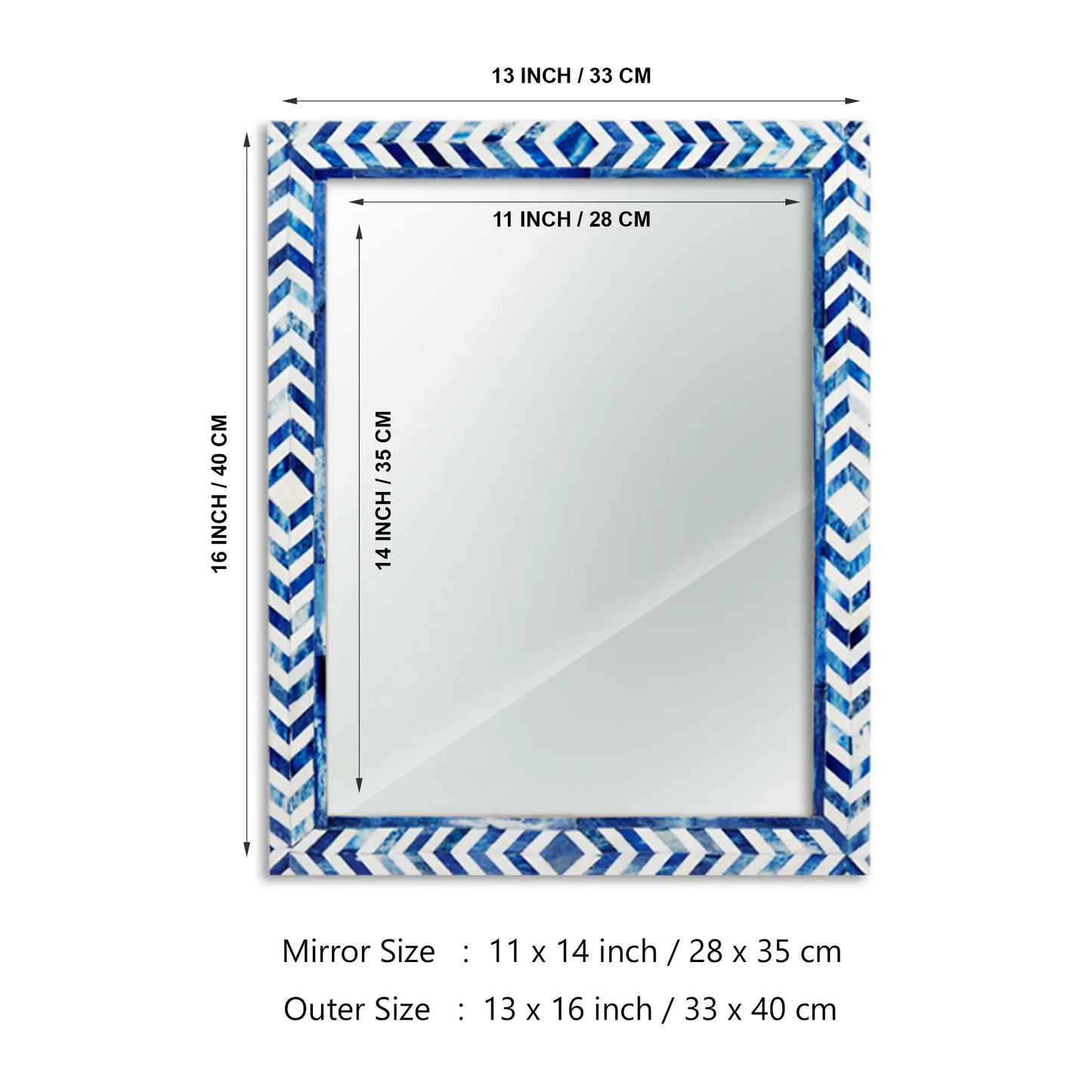 Make to Order Taj Pattern Blue Mirror- Available in 4 Sizes