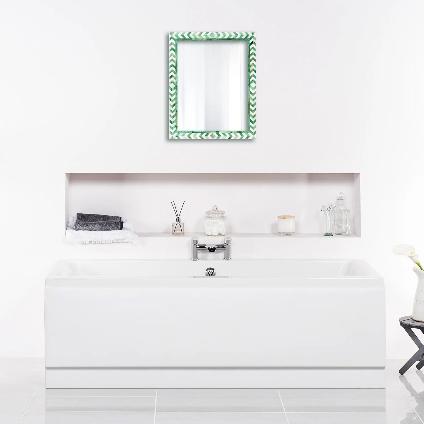 Make to Order Taj Pattern Green Mirror- Available in 4 Sizes