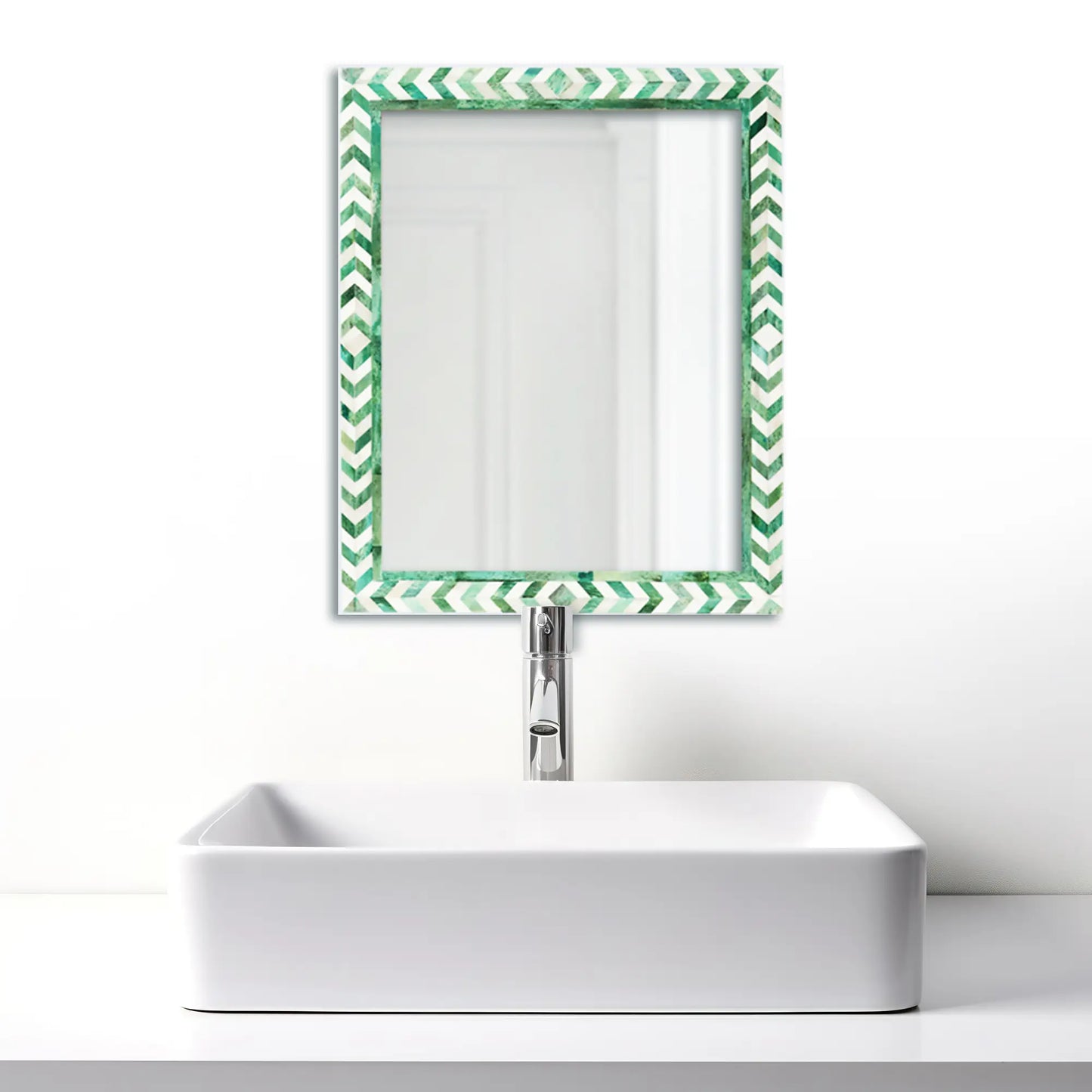 Make to Order Taj Pattern Green Mirror- Available in 4 Sizes