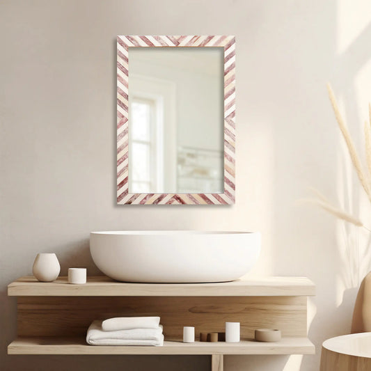 Make to Order Chevron Pattern Brown Mirror- Available in 4 Sizes