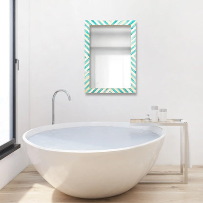 Make to Order Chevron Pattern Green Mirror- Available in 3 Sizes