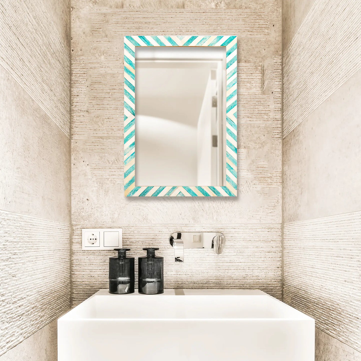 Make to Order Chevron Pattern Green Mirror- Available in 3 Sizes