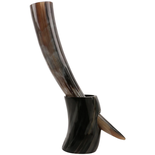 Real Viking Drinking Horn with Stand Cups Vessels, 14 inches